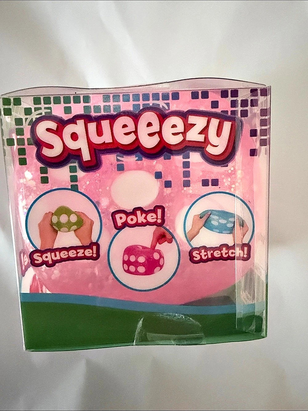 Squeezy Squeeze & Stretch Squishy Pink Dice Squishy Toy NWT